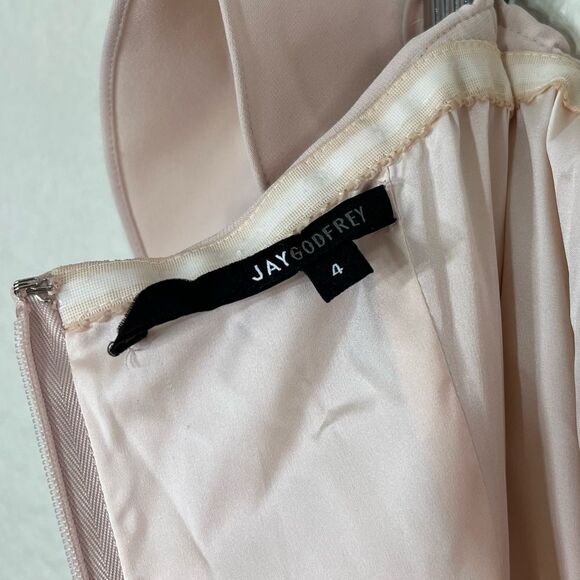 JAY GODFREY Rollins Off Shoulder Midi Blush Nude Dress Ruffle Size - Picture 4 of 13
